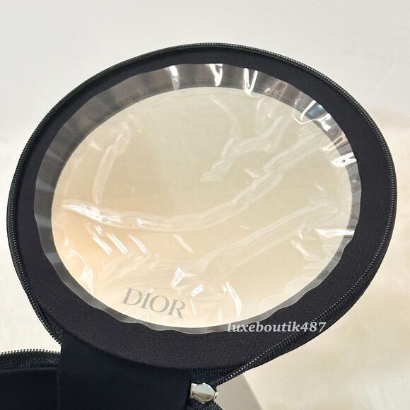 DIOR Beauty Round Vanity Pouch Makeup Mirror Bag Travel Case NIB - Picture 5 of 9